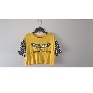 Corvette Checkerboard-Sleeve Crop Top